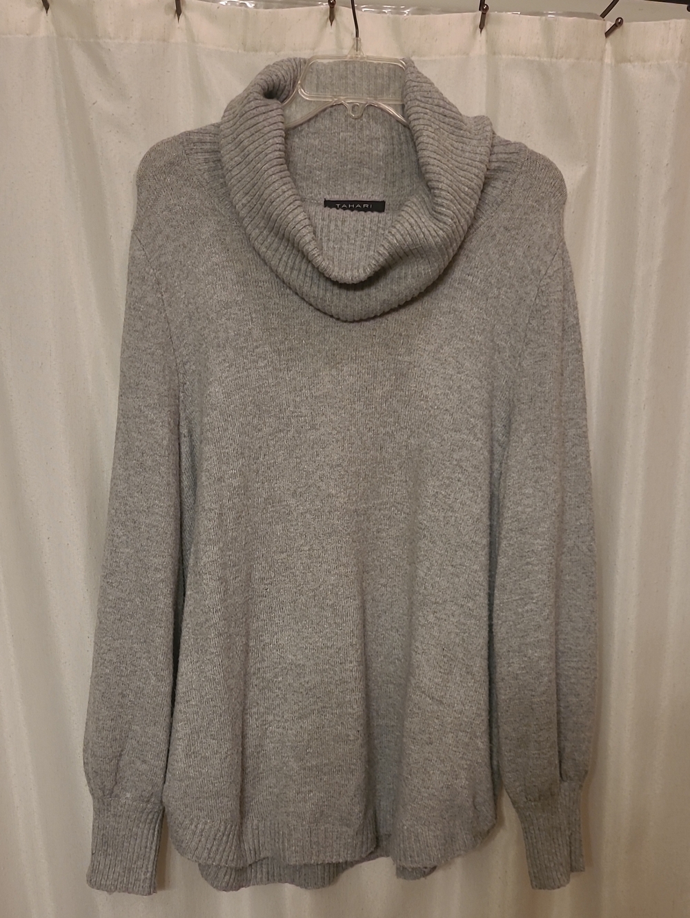 Tahari Light Gray Cowl Neck Sweater